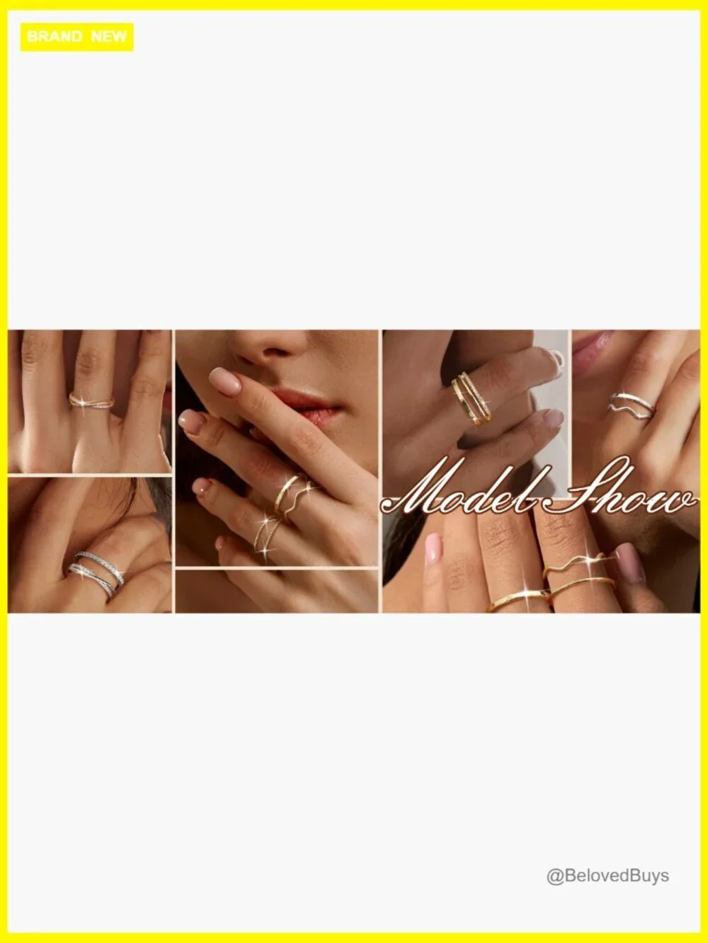 Open Adjustable Stackable Ring Set - 9 Piece Gold Plated Rings